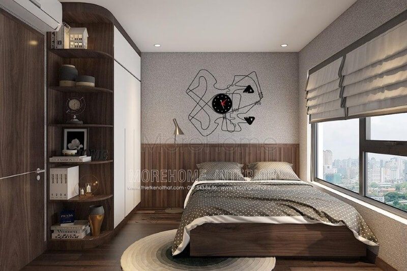 Kệ trang trí vát góc đẹp cho phòng ngủ nhỏ, hiện đại.