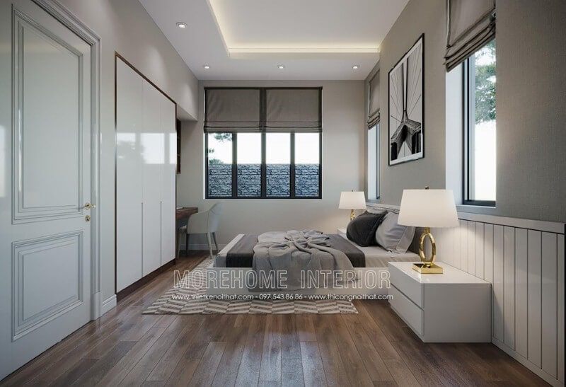 Trần thạch cao phòng ngủ hiện đại đơn giản đẹp sang.