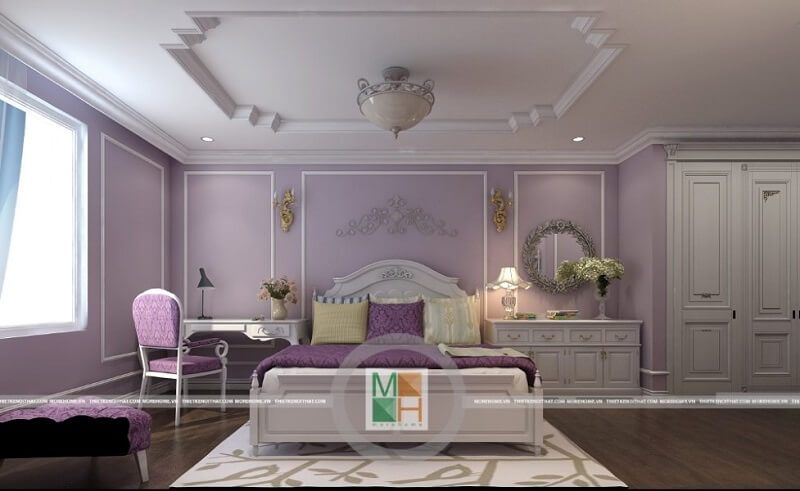 Thiết kế phòng ngủ chung cư Mandarin cao cấp với đồ nội thất được sắp xếp và bài trí hợp lý tạo độ mở cho căn phòng.