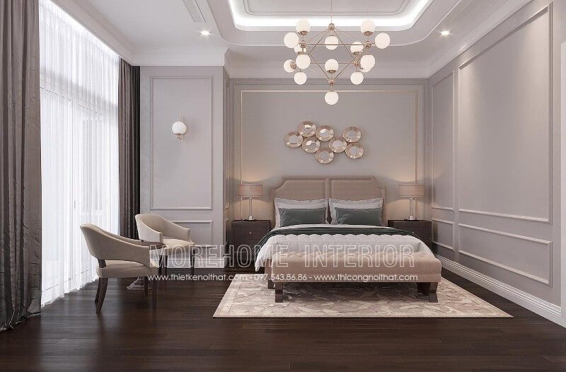 Giường ngủ có phong cách tân cổ điển sang trọng và cuốn hút sẽ là lựa chọn tuyệt vời cho căn hộ của bạn. Nó sẽ tạo nên một không gian lãng mạn và ấm áp trong căn hộ của bạn.